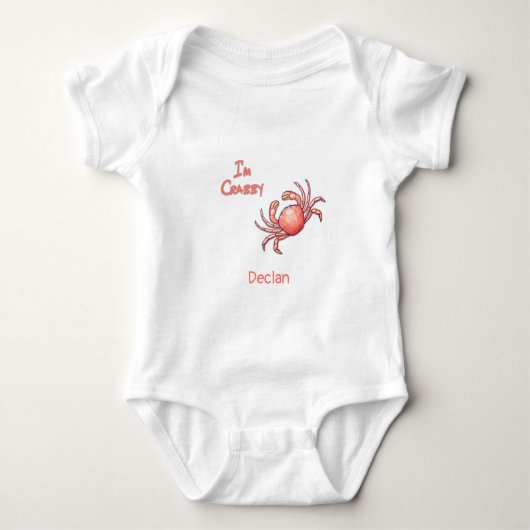 Ik ben Crabby Crustacean Persoonlijke Babynaam Romper (Voorkant)