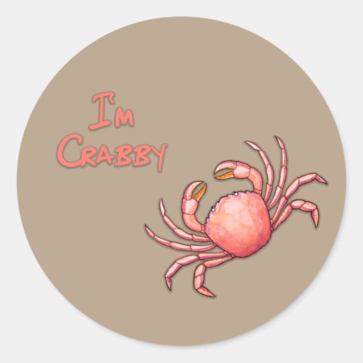 Ik ben Crabby Ronde Sticker (Voorkant)