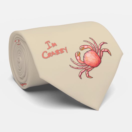 Ik ben Crabby Snow Crab Pattern Stropdas (Opgerold)