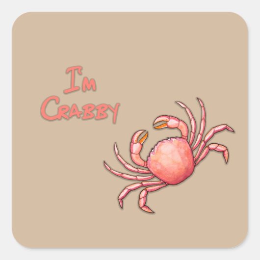 Ik ben Crabby Vierkante Sticker (Voorkant)