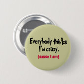 Ik ben Crazy Button (Voorkant /achterkant)