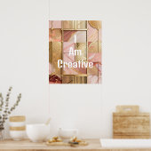 Ik ben creatieve perzik roze marmer gouden folie poster (Keuken)
