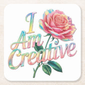 Ik ben Creative Pink Rose Onderzetter Set (Voorkant)