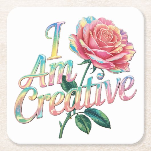 Ik ben Creative Pink Rose Onderzetter Set (Voorkant)