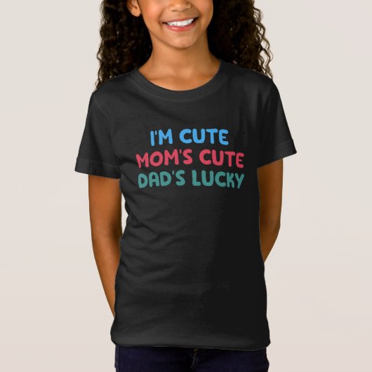 Ik ben Cute Mam's Cute Pap's Lucky, Kinder en baby T-shirt (Voorkant)