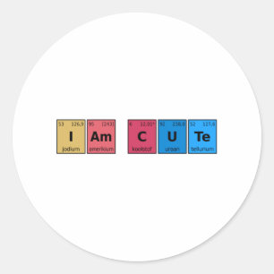 Ik ben Cute Periodiek Systeem Ronde Sticker