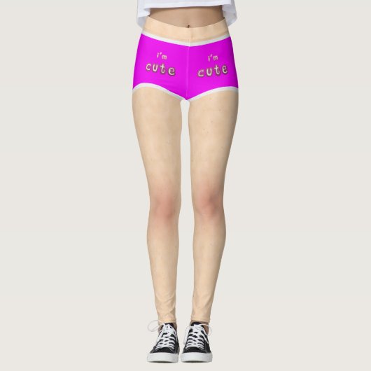 Ik ben Cute Pink Briefs Legging (Voorkant)