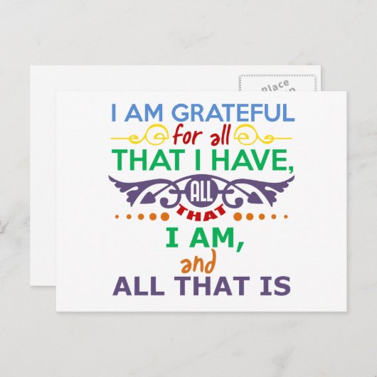 Ik ben dankbaar briefkaart (Voorkant / Achterkant)