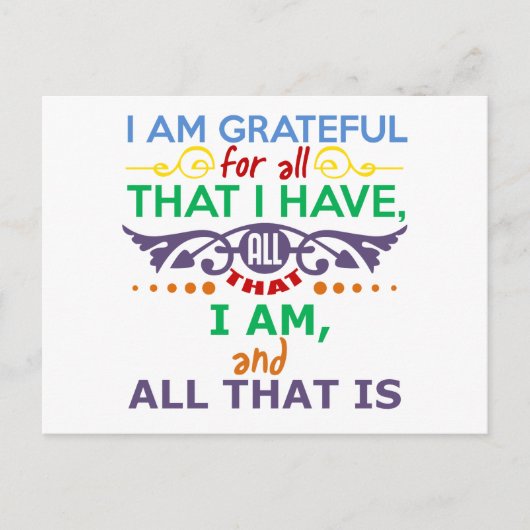 Ik ben dankbaar briefkaart (Voorkant)