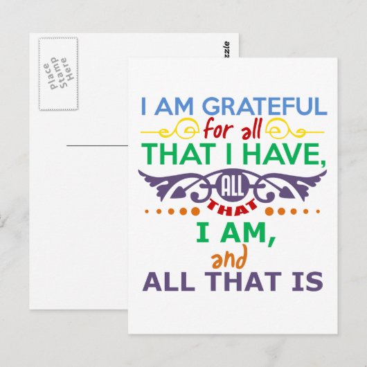 Ik ben dankbaar briefkaart (Voorkant / Achterkant)