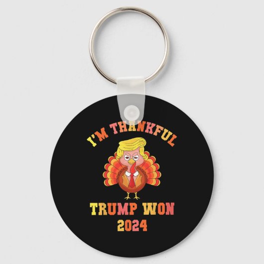 Ik ben dankbaar dat Trump in 2024 de Thanksgiving  Sleutelhanger (Voorkant)