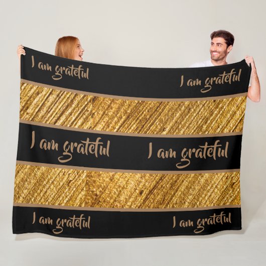 Ik ben dankbaar fleece deken goud bruin modern (In situ)