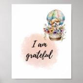 Ik ben dankbaar Kind kamer puppy positief bevestig Poster (Voorkant)