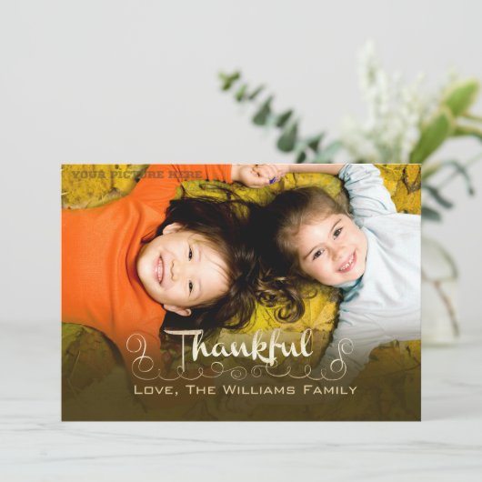 Ik ben dankbaar. Thanksgiving - Aangepaste fotokaa Feestdagenkaart (Staand voorkant)