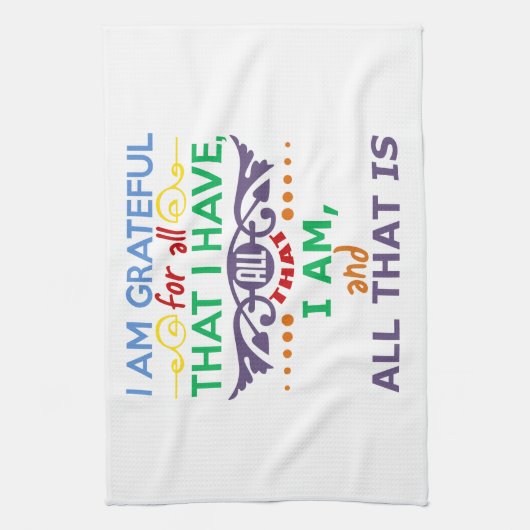 Ik ben dankbaar theedoek (Verticaal)