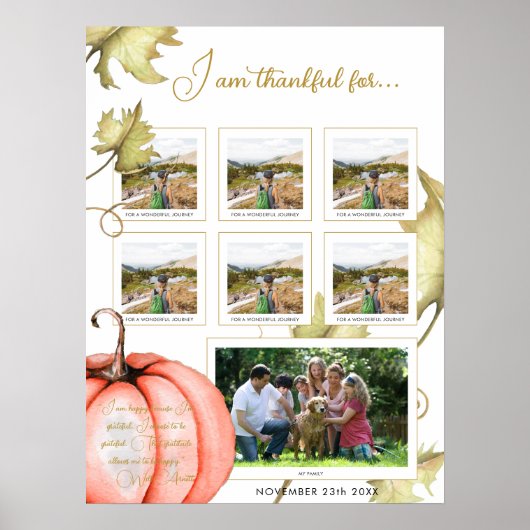Ik ben dankbaar voor... Dankbare notities Thanksgi Poster (Voorkant)