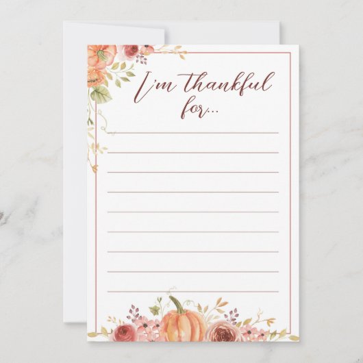 Ik ben dankbaar voor de Thanksgiving briefkaarten (Voorkant)