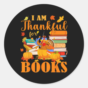Ik ben dankbaar voor Herfst Librarian Funny van Bo Ronde Sticker
