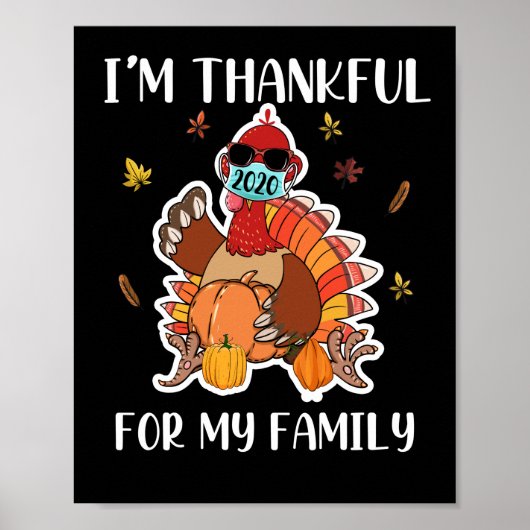 Ik ben dankbaar voor mijn familieThanksgiving Turk Poster (Voorkant)