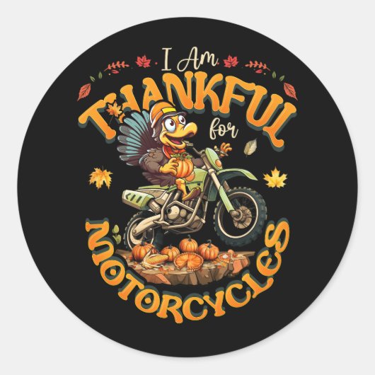 Ik ben dankbaar voor motorfietsen Thanksgiving Tur Ronde Sticker (Voorkant)