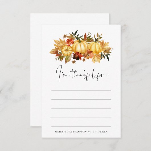 Ik ben dankbaar voor Thanksgiving dankbaarheid Kaa Informatiekaartje (Voorkant / Achterkant)