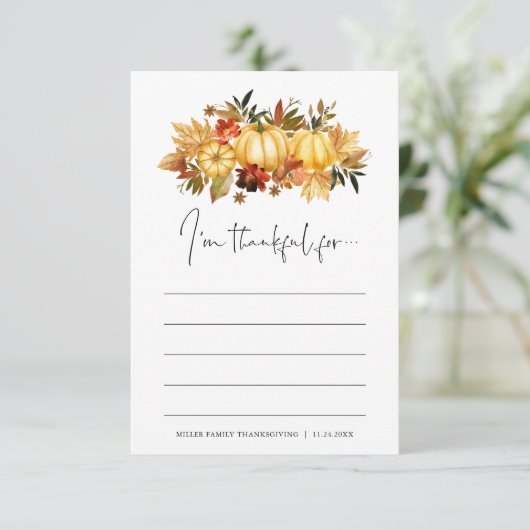 Ik ben dankbaar voor Thanksgiving dankbaarheid Kaa Informatiekaartje (Staand voorkant)