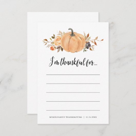 Ik ben dankbaar voor Thanksgiving dankbaarheid Kaa Informatiekaartje (Voorkant / Achterkant)