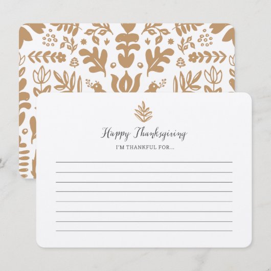 Ik ben dankbaar voor... Thanksgivingen Kaart (Voorkant / Achterkant)
