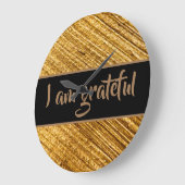 Ik ben dankbaar Wandklok Goud Bruin Modern (Hoek)