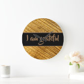Ik ben dankbaar Wandklok Goud Bruin Modern (Huis)