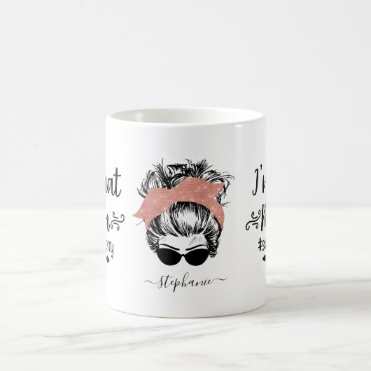 Ik ben dat mam Funny Messy Bun Glitter Koffiemok (Center)