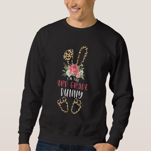 Ik ben de 3e klas Bunny Floral Leopard Happy Easte Trui (Voorkant)