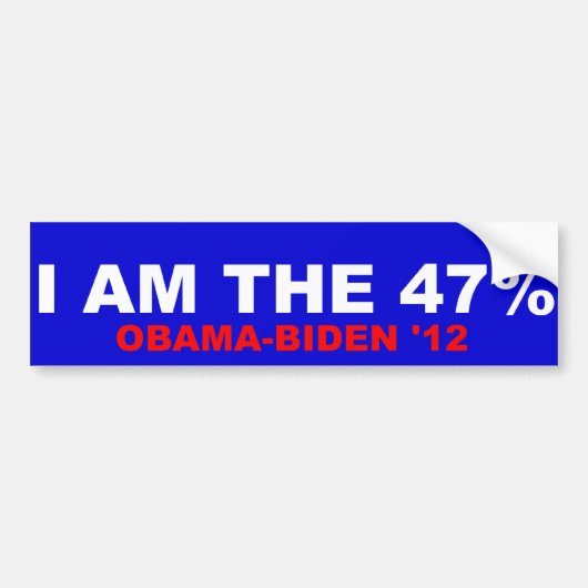 Ik ben de 47% Obama-Biden 2012 Bumpersticker (Voorkant)