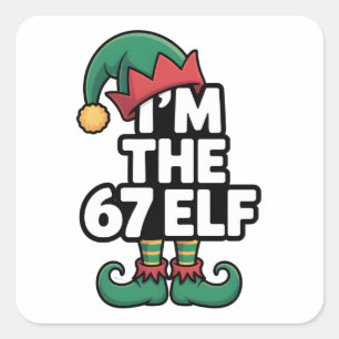 Ik ben de 67 Elf Zes Zeven Elf Meme Kerstmis  Vierkante Sticker