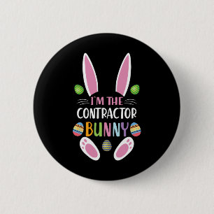 Ik ben de aannemer Bunny Funny Pasen Day Rabbit  Ronde Button 5,7 Cm