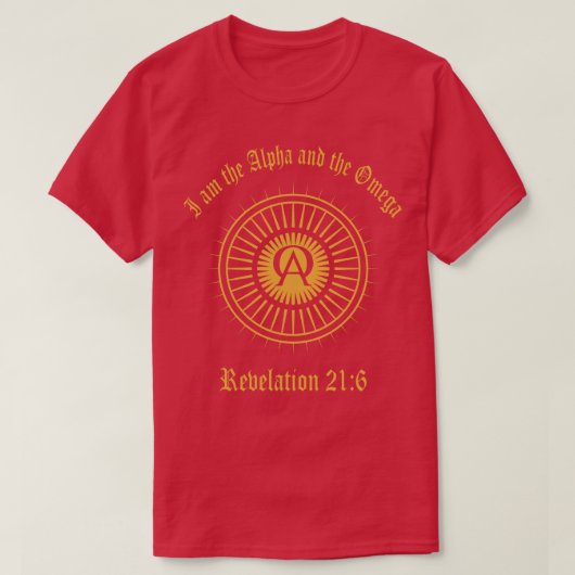 Ik ben de alfa- en omega-openbaring bijbelspreekwo t-shirt (Design voorkant)