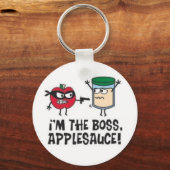Ik ben de Baas Applesauce. Button Sleutelhanger (Voorkant)