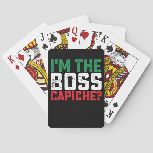 Ik ben de baas Capiche Grappig Italiaans Pokerkaarten (Achterkant)