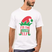 Ik ben de baas Elf Grappig Elf Kerst T-shirt (Voorkant)