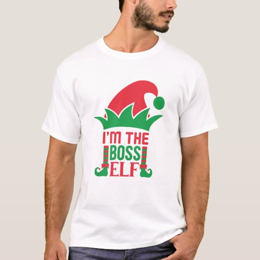 Ik ben de baas Elf Grappig Elf Kerst T-shirt (Voorkant)