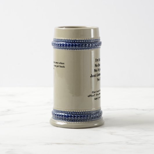 Ik ben de baas. Funny Mug met front/back quotes Bierpul (Center)