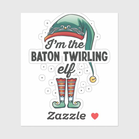 Ik ben de Baton Twirling Elf kerstcadeaus Sticker (Vel)