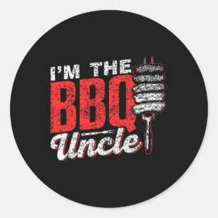 Ik ben de BBQ Uncle Meat Barbecue Grill Grilling B Ronde Sticker
