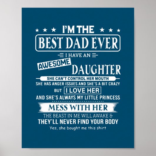 Ik ben de beste vader ooit met een Geweldige freak Poster (Voorkant)