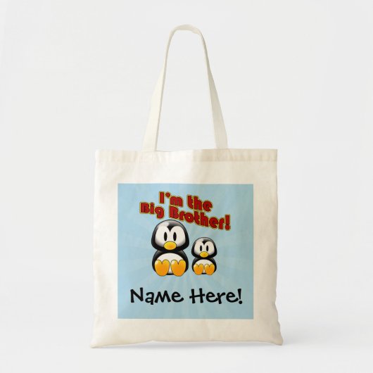 Ik ben de Big Brother, 2 pinguïns Tote Bag (Voorkant)