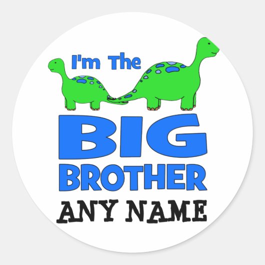 Ik ben de BIG Brother! Aangepast dinosaurusontwerp Ronde Sticker (Voorkant)