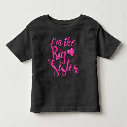 Ik ben de Big Sister Hot Pink Glitter-Print Kinder Shirts (Voorkant)