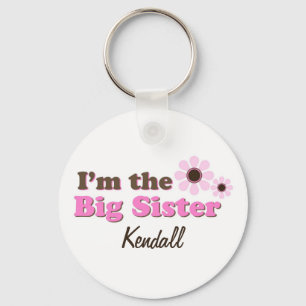 Ik ben de Big Sister Mod Flowers gepersonaliseerd Sleutelhanger