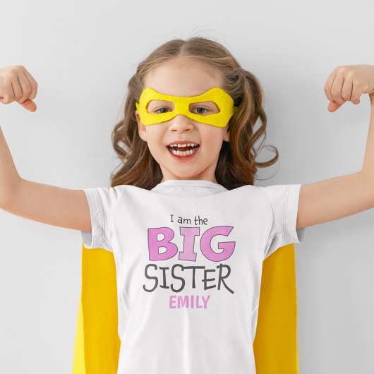 Ik ben de Big Sister Pink Cute Modern Whimsical T-shirt