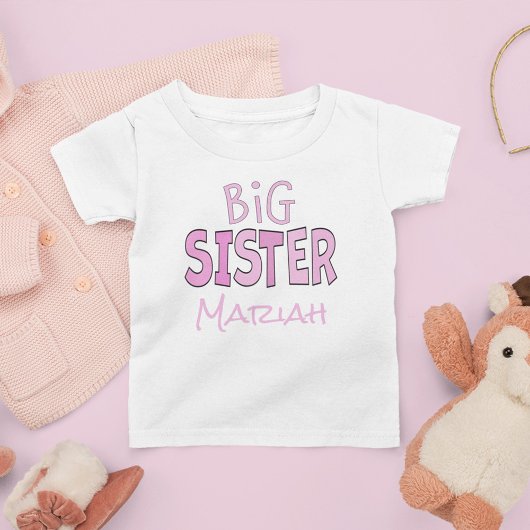 Ik ben de Big Sister Pink Whimsical Modern Cute Kinder Shirts
